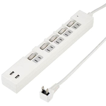 個別スイッチ付5AC2USB3．4A ヤザワコーポレーション