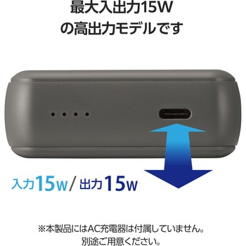 モバイルバッテリー 10000mAh 大容量 軽量 小型 15W 入出力(USB Type-C×1) C-Cケーブル付属 充電器 エレコム