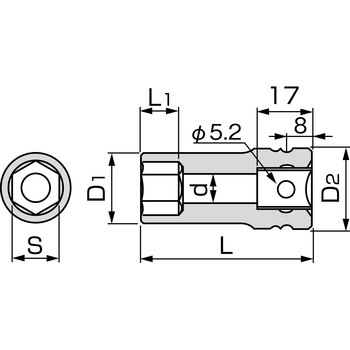 インパクト用ロングソケット(6角) TONE トネ (前田金属工業)