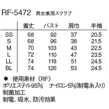 男女兼用スクラブ パープル RF-5472シリーズ ナガイレーベン