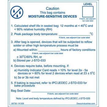 ラベル 防湿バッグ DESCO