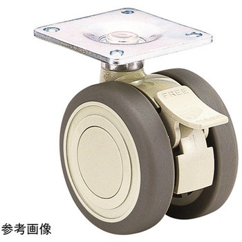 双輪キャスター Φ75 自在 ストッパー付 プレート式 TEシリーズ 東海キャスター