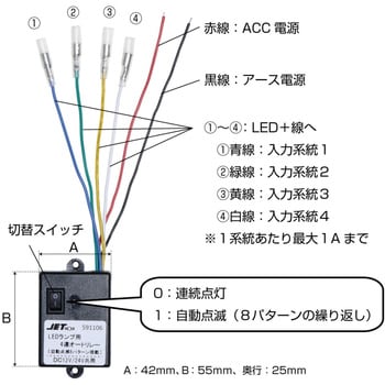 591106 LEDマーカー用4連オートリレー 12V/24V共用 1個 JET INOUE(ジェットイノウエ) 【通販モノタロウ】