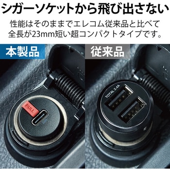 車載充電器 カーチャージャー タイプcポート コンパクト エレコム Usbタイプ 通販モノタロウ Mpa Ccpd05bk