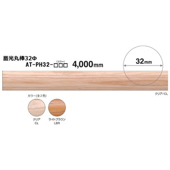 蓄光木製手すり 丸棒 32Φ K9(駒谷)