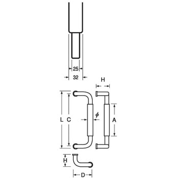 ステンレス座付ドアハンドル 両面 K9(駒谷)