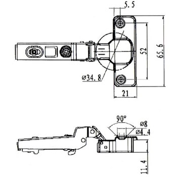 ワンタッチスライド丁番 35mmカップ K9(駒谷)