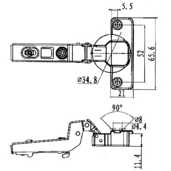 ワンタッチスライド丁番 35mmカップ K9(駒谷)