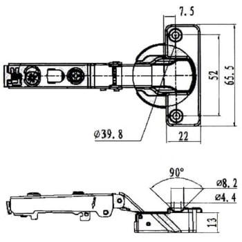 ワンタッチスライド丁番 40mmカップ K9(駒谷)