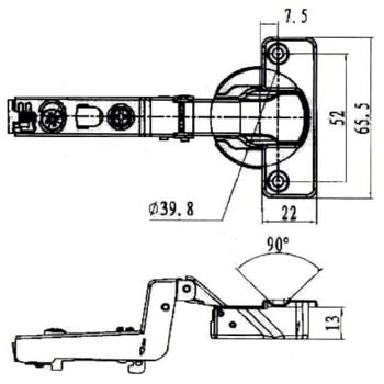 ワンタッチスライド丁番 40mmカップ K9(駒谷)