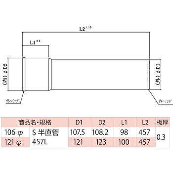 ステンレス煙突 半直管457L HOJO
