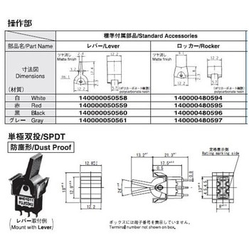 レバー・ロッカースイッチ 単極 8Hシリーズ ニデックコンポーネンツ(旧：日本電産コパル電子)
