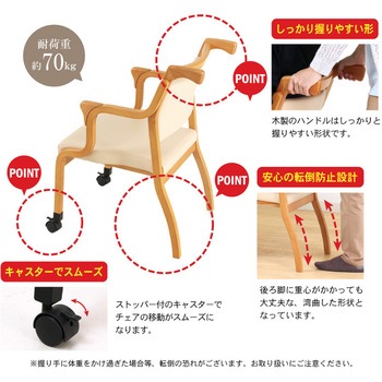 前脚キャスター・ハンドル付チェア 貞苅椅子製作所