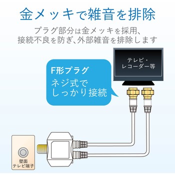 2分配器 スプリッタ 【2K/4K/8K対応】ケーブル付 50cm 全端子通電型 DXアンテナ
