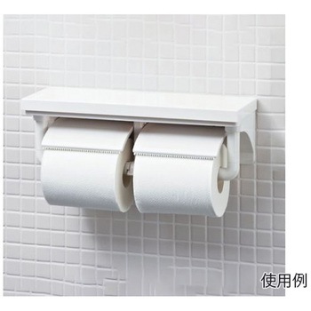 ワンハンド/トイレットペーパーホルダー 棚付/2連 エスコ