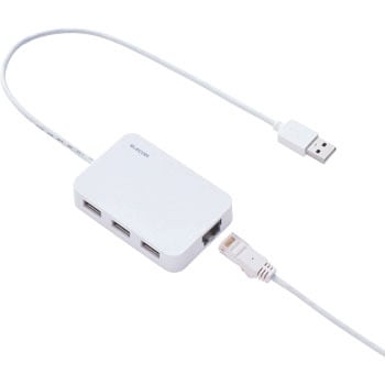 有線LAN アダプタ USB2.0 USBハブ付 3ポート ケーブル長 30cm EU RoHS指令準拠(10物質)
