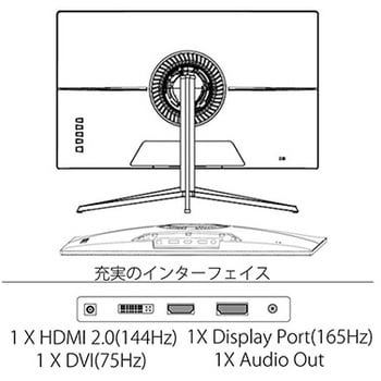 23.8型ゲーミングモニター 165Hz/1ms， HDR対応， WQHD解像度/2560×1440/DVI HDMI /ブラック