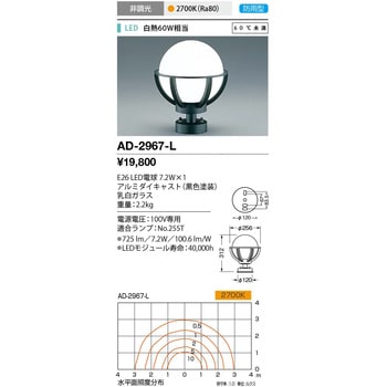 AD-2967-L ガーデンライト 山田照明 LED電球 消費電力7.8W - 【通販