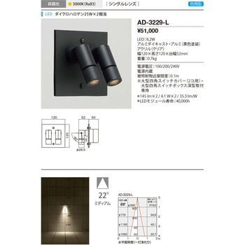 AD-3229-L ウォールライト・屋外スポットライト 山田照明 LED一体型