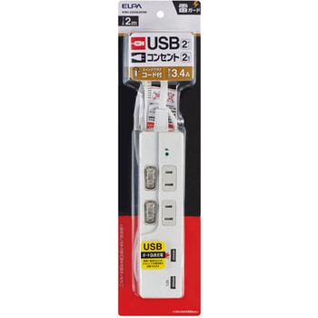 100V/14A テーブルタップ(USBポート/個別スイッチ付) エスコ