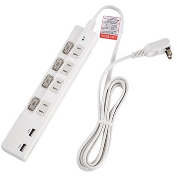 100V/14A テーブルタップ(USBポート/個別スイッチ付) エスコ