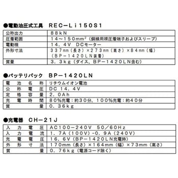 [充電式]油圧圧着工具(裸端子用) - エスコ