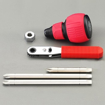 [+ -]差替式ドライバーセット(ラチェット・H付) - エスコ