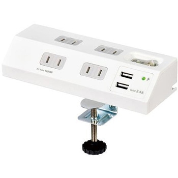 [一括スイッチ付]タップ(クランプ式/USB充電ポート/雷ガード付) エスコ