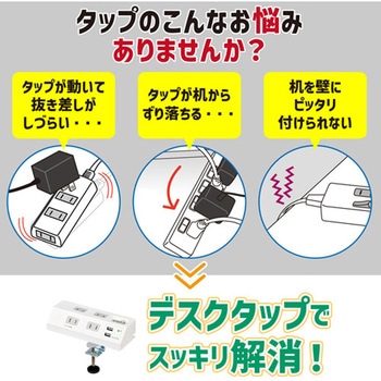 [一括スイッチ付]タップ(クランプ式/USB充電ポート/雷ガード付) エスコ