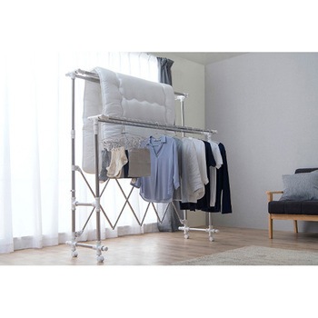 [ステンレス製]多機能物干しスタンド(キャスター付) エスコ