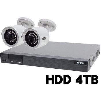 400万画素 EX-SDI 防犯カメラ カメラ2台+専用録画機セット HDD4TB WTW-DEAP708E/WTW-EHR199Y 塚本無線