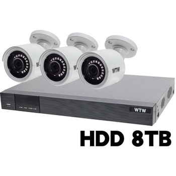 400万画素 EX-SDI 防犯カメラ カメラ3台+専用録画機セット HDD8TB WTW-DEAP708E/WTW-EHR199Y 塚本無線