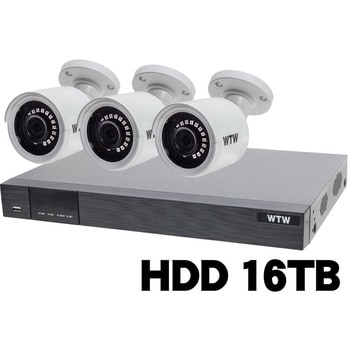400万画素 EX-SDI 防犯カメラ カメラ3台+専用録画機セット HDD16TB WTW-DEAP708E/WTW-EHR199Y 塚本無線