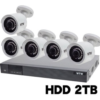 400万画素 EX-SDI 防犯カメラ カメラ5台+専用録画機セット HDD2TB WTW-DEAP708E/WTW-EHR199Y 塚本無線