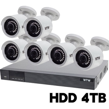 400万画素 EX-SDI 防犯カメラ カメラ6台+専用録画機セット HDD4TB WTW-DEAP708E/WTW-EHR199Y 塚本無線