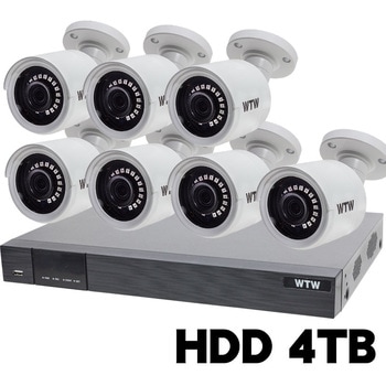 400万画素 EX-SDI 防犯カメラ カメラ7台+専用録画機セット HDD4TB WTW-DEAP708E/WTW-EHR199Y 塚本無線