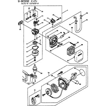 599752 BCS32 エンジン キャブレタ、リコイルスタータ部品 リコイル