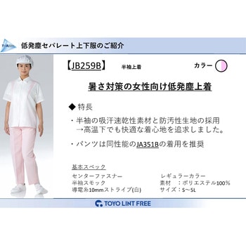 TriApex クリーンウェア 半袖上着 東洋リントフリー