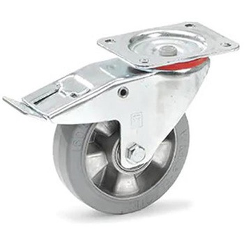 金具付キャスター(弾性タイヤ/ブレーキ付) - エスコ