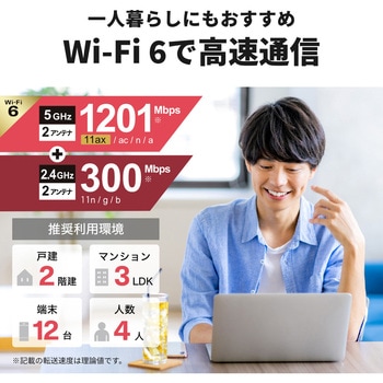 無線LAN親機11ax/ac/n/a/g/b 1201+300Mbps BUFFALO(バッファロー)