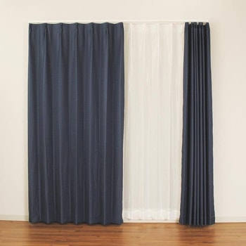 【レース付きセットカーテン】 4枚組 非遮光 洗濯可 カーテン ユニベール