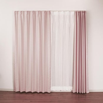 【レース付きセットカーテン】 4枚組 非遮光 洗濯可 カーテン ユニベール