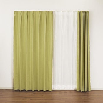 【レース付きセットカーテン】 4枚組 非遮光 洗濯可 カーテン ユニベール