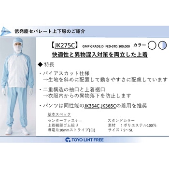 TriApex クリーンウェア 快適・吸汗速乾上着 東洋リントフリー