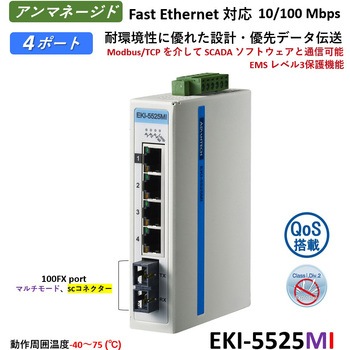 非管理型・産業用イーサネットスイッチ 広範囲温度対応：EKI-5500シリーズ Advantech(アドバンテック)