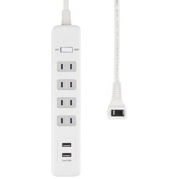 AC100V/14A タップ(4口/USBポート/雷ガート) エスコ