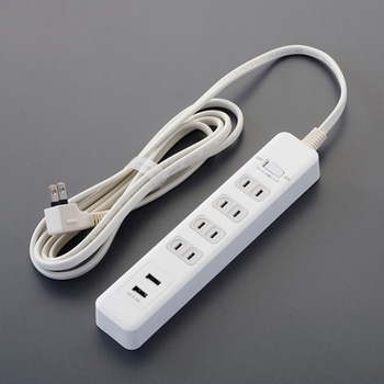 AC100V/14A タップ(4口/USBポート/雷ガート) エスコ