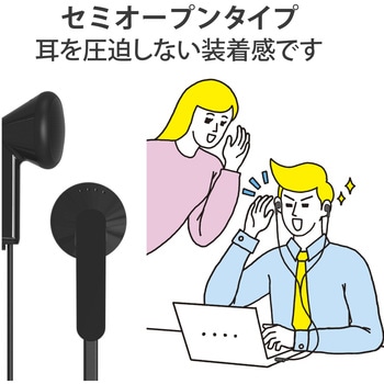 ヘッドホン ヘッドセット マイク付き 有線 USB接続 ステレオセミオープンタイプ インナーイヤー セミオープン ミュートスイッチ付き 無指向性 インラインコントローラー テレワーク WEB会議 オンライン授業 ブラック エレコム