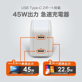 USB急速充電器 PD対応 最大出力45W 京ハヤ