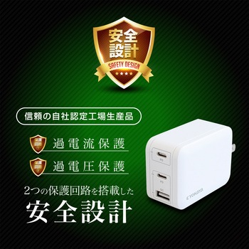 USB急速充電器  PD/QC両対応  最大出力65W 京ハヤ